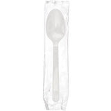 AmerCareRoyal Medium-Heavy Weight Individually Wrapped Disposable Polypropylene Plastic Teaspoons for Restaurants and Catering, White, Pack of 1000