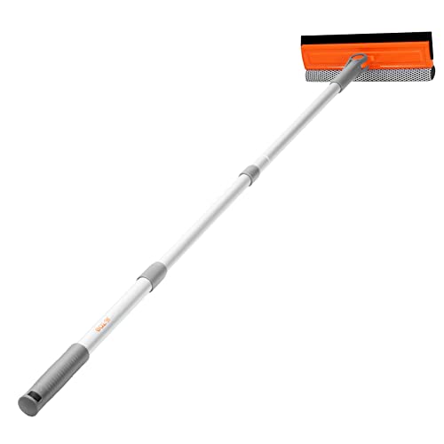 Eazer 46'' Professional Window Cleaner Tool, 2-in-1 Rotatable Squeegee for Window Cleaning Kit, Window Washing Equipment Kit with Threaded Extension