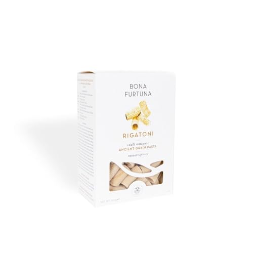 Bona Furtuna Organic Rigatoni Ancient Grain Pasta Made in Italy, Bronze Die Cut Artisanal Italian Pasta, 17.6 oz
