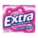 Extra Classic Bubble Sugarfree Gum, Single Pack (15 Pieces)