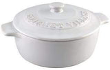 Gourmet du Village, White Ceramic Brie Baker with Handles Gift Set with Apple Pecan Topping