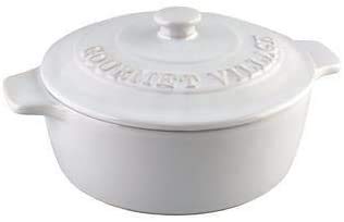 Gourmet du Village, White Ceramic Brie Baker with Handles Gift Set with Apple Pecan Topping