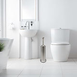 Indecor Home Stainless Steel Toilet Bowl Brush with Holder Metal Bathroom Cleaning Set Rustproof Hygienic Durable Modern Design