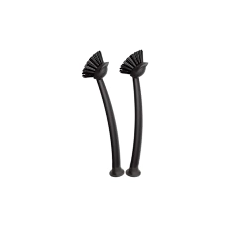 2 Pcs Scrub Brush with Handle 11'' Dish Scrubber Brush Kitchen Sink Brush Black Long Handle Dish Cleaning Brush for Kitchen Dishes Pot Sink