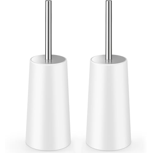 Toilet Brush and Holder, 2 Pack Toilet Brush with 304 Stainless Steel Long Handle, Toilet Bowl Brush for Bathroom Toilet-Ergonomic, Elegant,Durable