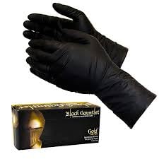 ShuBee® Black Gauntlet® Gold Edition Nitrile Gloves, XL - Industrial Strength, Extended Cuff, Powder-Free, Puncture & Tear Resistant, Textured Grip
