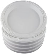 Nicole Fantini 9'' inch Round Plastic Plates Microwaveable, Disposable, White, Dinnerware - 300 Count