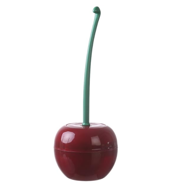 RUITASA Cherry Shape Toilet Brush, Toilet Bowl Brush Hold Combo Set, Toilet Bowl Brush Hold Combo Set, Standing Toilet Brush Set for Bathroom Toilet