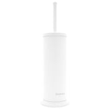 BROOKSTONE Toilet Brush and Holder Set for Bathroom with Splash Guard for Deep Cleaning, Compact and Space Saving Stylish Toilet Bowl Cleaners, White