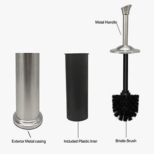 Indecor Home Stainless Steel Toilet Bowl Brush with Holder Metal Bathroom Cleaning Set Rustproof Hygienic Durable Modern Design