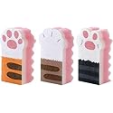 3Pcs Pink Random Style Cat Claw Design Kitchen Cleaning Sponges,Cute Household Cleaning Tool,Claw Design Non-Scratch Dishwashing Scrub Sponge Kitchen