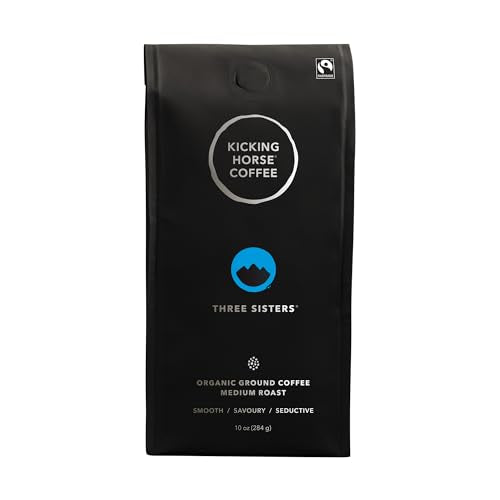 Kicking Horse Coffe, Three Sisters, e, Medium Roast, Ground, 10 oz - Certified Organic, Fairtrade, Kosher Coffee