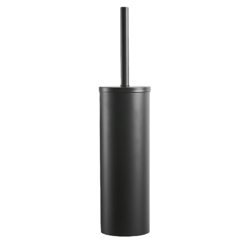 Stainless Steel Toilet Brush with Holder Set with Extra Long Handle Durable Bristles Toilet Bowl Brush and Covered Holder for Bathroom Storage (Black