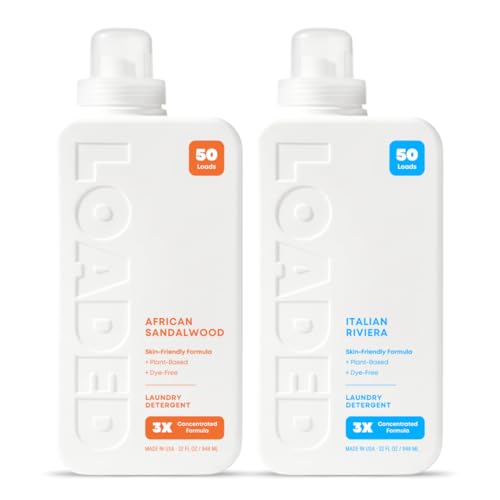 Loaded Laundry Detergent, Cologne Scented | Oasis Bundle - 100 Loads | Sandalwood & Vanilla, Sea Salt & Citrus | Phosphate, Paraben & Dye Free | Made