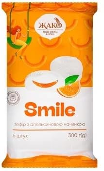 Jako Zefir Smile With Orange Filling Marshmallow 10.58 oz / 300 gr Product of Ukraine (1 Pack)