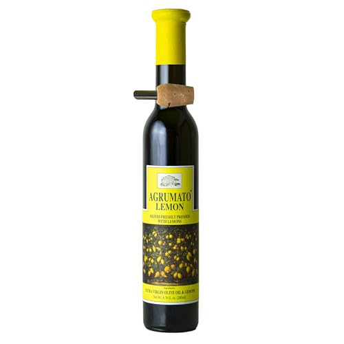Agrumato Lemon Olive Oil, Cold Pressed Italian Extra Virgin with Fresh Citrus Peel, Small Batch Gourmet Finishing Oil for Salads Seafood Pasta