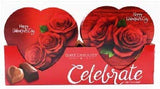 Elmer Chocolate Valentine's Day Rose Flowers Heart Shaped, 2 Ounce Chocolate Gift Box - 18 Count Case