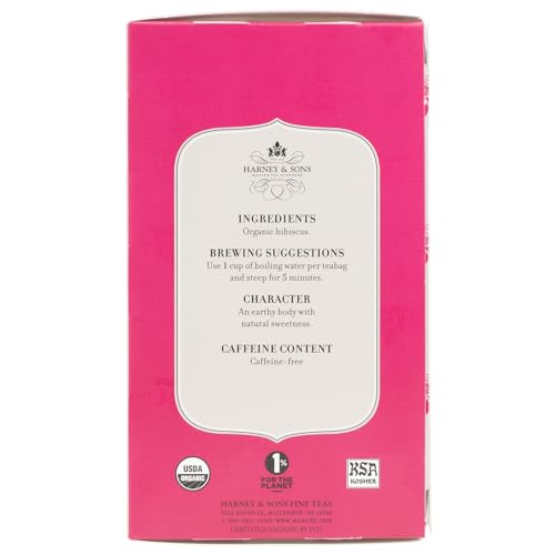 Harney & Sons Hibiscus Tea, Caffeine-Free Herbal Teabags, Box of 20
