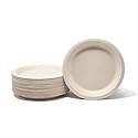 EDI Plant Fiber Disposable Plates - 7 Inch, Compostable, Eco-Friendly, Chemical-Free, Heavy-Duty, Temperature Resistant, 100 Count
