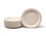 EDI Plant Fiber Disposable Plates - 7 Inch, Compostable, Eco-Friendly, Chemical-Free, Heavy-Duty, Temperature Resistant, 100 Count