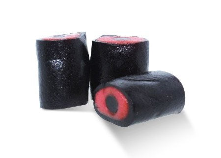 Dulcefina chocolate and Sweets, Danish Salta Hallon Soft Licorice w/raspberry center (2.200 Lbs)