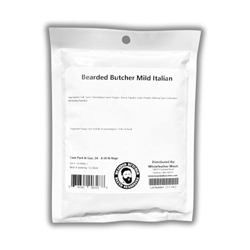 Bearded Butchers Mild Italian Seasoning, 8 oz - Seasons Up to 25 lbs of Meat - Classic Blend with Fennel, Paprika & Garlic - Perfect for Italian
