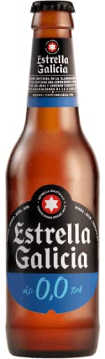 Estrella Galicia 0,0 Non-Alcoholic Beer 15 Pack, Made in Spain, 11.2oz/Btl, includes Phone/Tablet Holder & Beer/Pairing Recipes
