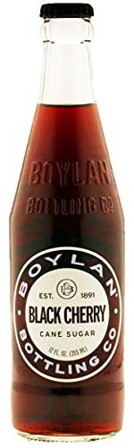 Boylan Bottling Pure Cane Sugar Soda Pop, Black Cherry, 12 oz Glass Bottles (Pack of 12)