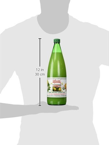 Volcano Bursts Organic Italian 100% Organic Lemon Juice In Glass Bottle, 33.8 oz | Pack of 1