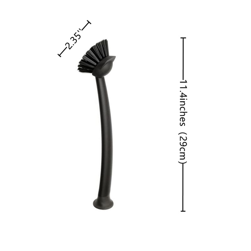 2 Pcs Scrub Brush with Handle 11'' Dish Scrubber Brush Kitchen Sink Brush Black Long Handle Dish Cleaning Brush for Kitchen Dishes Pot Sink