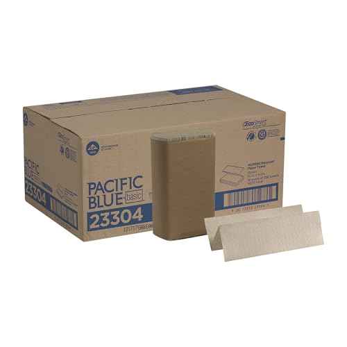 Pacific Blue Basic Recycled Multifold Paper Towels (Previously branded Envision) by GP PRO (Georgia-Pacific), Brown, 23304, 250 Towels Per Pack, 16