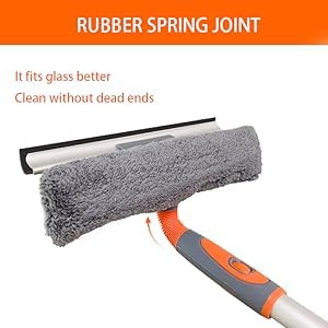 Professional Window Squeegee Cleaner, 2 in 1 Shower Squeegee with Extension Pole, 62‘’ Telescopic Window Washing Equipment with Bendable Head, Glass