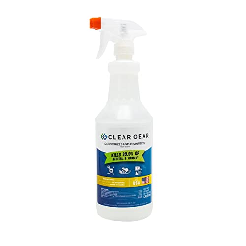 Clear Gear Disinfectant Cleaner, and Deodorizer For Sports Equipment, Gyms, and Fitness Centers - EPA-Registered, Hospital Grade, Made in USA - 1-Pack