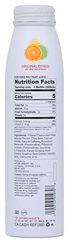 Uptime Original Citrus Energy Drink, with Other Natural Flavors, Natural Caffeine, Sugar Free, Vegan, Gluten Free & Non-GMO, 12 Fluid Ounce (Pack