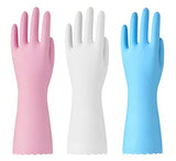 Bamllum Rubber Cleaning Gloves - 3 Pairs Latex Free Kitchen Cleaning Gloves with Cotton Liner- Household Dishwashing Gloves, Non- Slip Waterproof