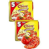 Chow Instant 2 Minute Noodles - TOMATO Flavor with Seasonings (Pack of 2 x 5 Packs x 85g) So Delicious Meal ... HALAL