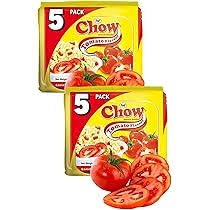 Chow Instant 2 Minute Noodles - TOMATO Flavor with Seasonings (Pack of 2 x 5 Packs x 85g) So Delicious Meal ... HALAL