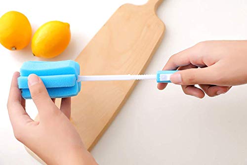 3Pcs 11.4Inch Sponge Clean Brush With Adjustable Plastic Handle For Coffee Glasses Pot Milk Cup Mugs Wine Bottle Baby Bottles Kitchen Clean Dish