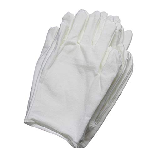 Emivery 12 Pairs Soft White Cotton Gloves Cloth Serving Gloves Jewelry Silver Inspection Gloves for Hands Cosmetic Moisturizing Spa, Jewelry
