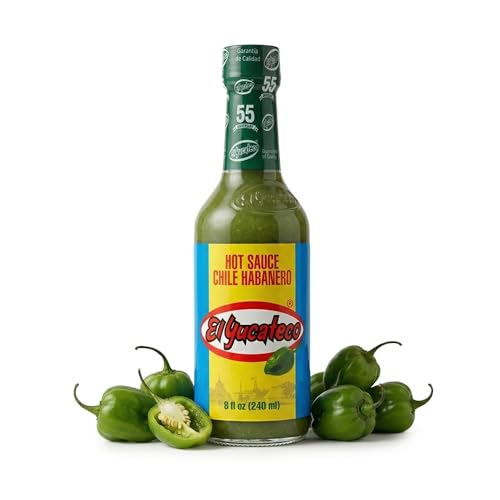 El Yucateco Green Habanero Hot Sauce, Authentic Mexican Chile Habanero Sauce, 8 fl oz (240 ml), Gluten Free (Pack of 1)