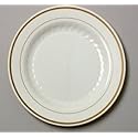 Masterpiece Plastic 6-inch Plates, Ivory w/Gold Rim 15 Per Pack