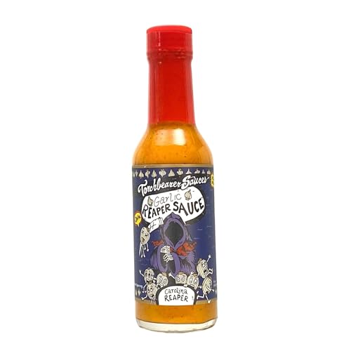 Torchbearer Sauces Garlic Reaper Sauce, 5oz Garlic & Carolina Reaper Hot Sauce, Heat Level 9 - Featured on Hot Ones - All Natural, Extract-Free, Made