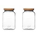 Ball Stack & Store Glass Mason Jars with Wooden Lid, Used for Pantry, Cookies, Flour, Cereal, Rice, Sugar, Tea, Coffee Beans, Spices, Square, 15.6-Cup
