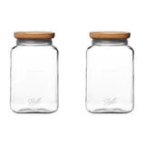 Ball Stack & Store Glass Mason Jars with Wooden Lid, Used for Pantry, Cookies, Flour, Cereal, Rice, Sugar, Tea, Coffee Beans, Spices, Square, 15.6-Cup