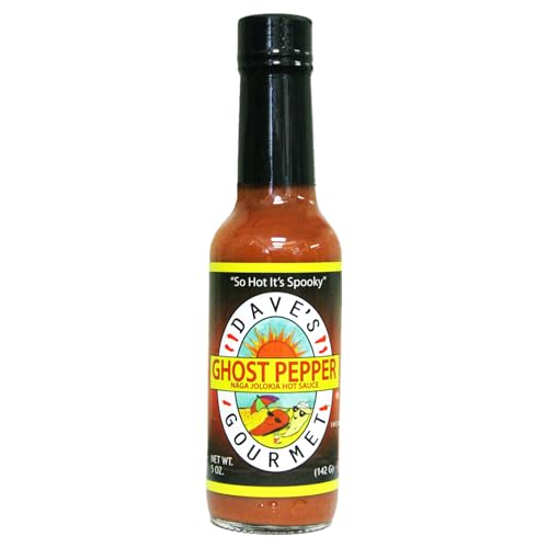 Dave's Gourmet Ghost Pepper Naga Jolokia Hot Sauce - Insanely Hot Plus Heat Level - Ghost Pepper Hot Sauce - Use on Wings, Stews, Potato Salad