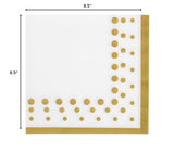 Creative Converting Disposable Sparkle and Shine Gold Paper Lunch Napkins, Party Supplies, 6.5" x 6.5", White & Gold, 16ct