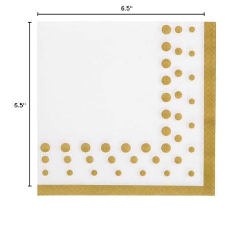 Creative Converting Disposable Sparkle and Shine Gold Paper Lunch Napkins, Party Supplies, 6.5" x 6.5", White & Gold, 16ct