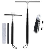 Eahwey 12-51’’ Telescopic Window Squeegee for High Windows, 2-in-1 Window Cleaning Kit with Extra Silicone Blade & Hook, Professional Squeegee