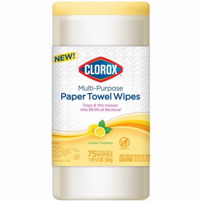 Clorox 32578 Multi-Purpose Paper Towel Wipe, Lemon Verbena Scent, 75-Ct. - Quantity 6