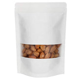 Blisstime 50 Pieces Resealable Bags for Small Business, White Kraft Paper Stand Up Pouches with Matte Window Reusable Heat Sealable Bags for Packaging